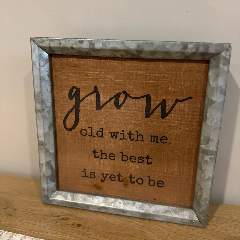 Decorative Wooden Sign with Metal Frame
